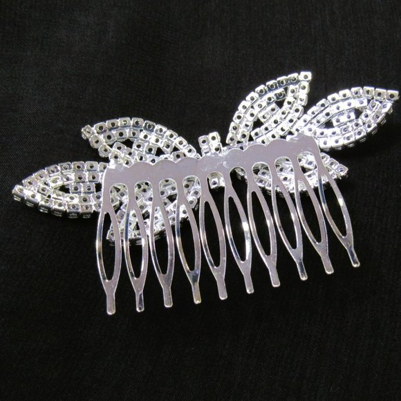 Sparkle Fancy Special Occasion Silver Rhinestone Hair Comb Bridal Prom Formal - Picture 3 of 4